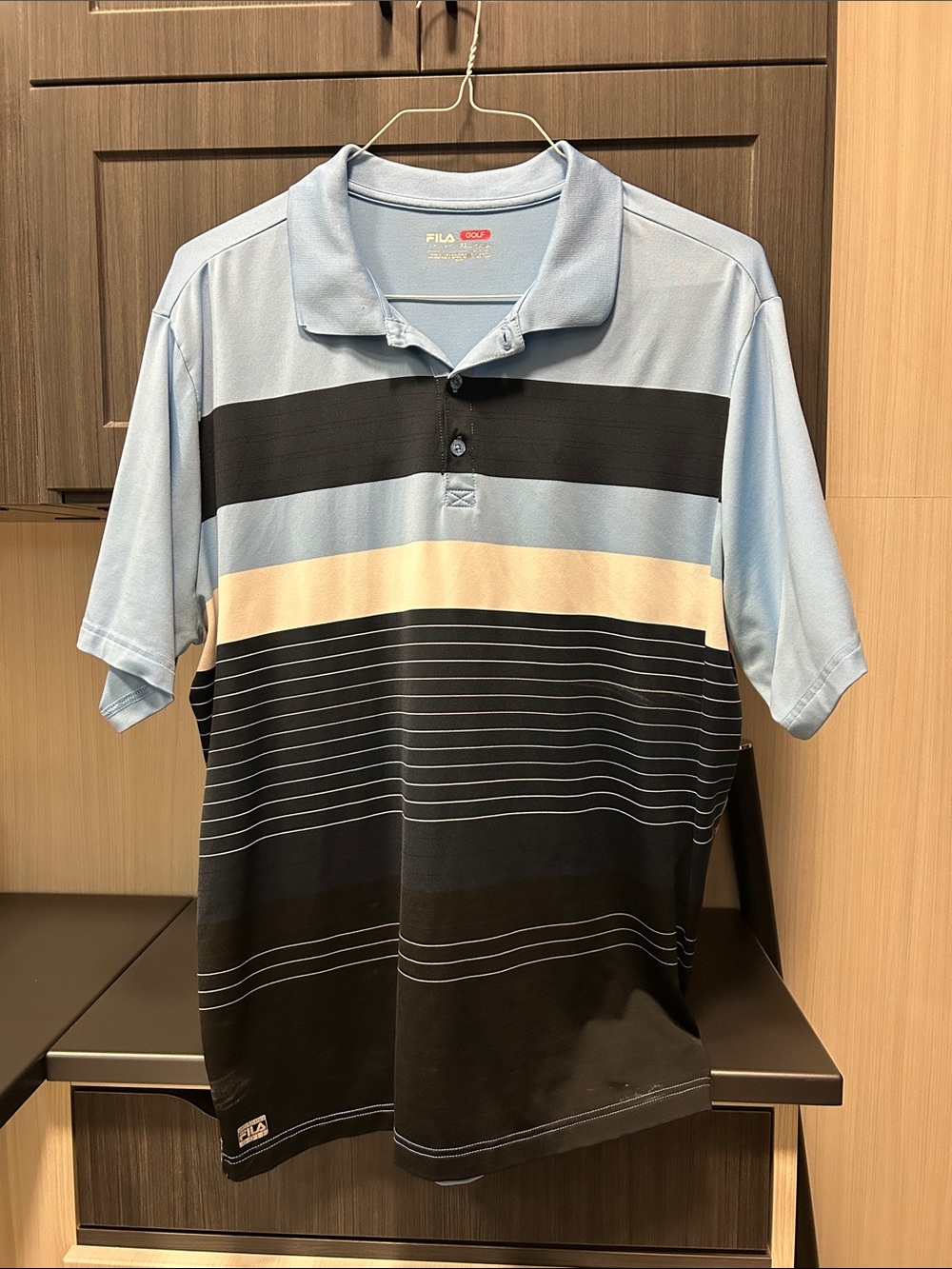 FILA Light Blue, Black & Cream Striped Men’s Polo